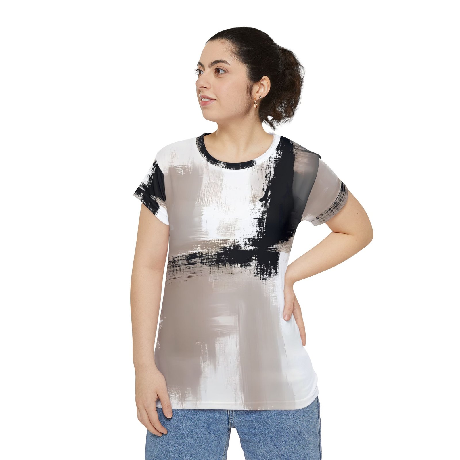 Chic Abstract Art Women's Tee, Casual Style Graphic Shirt for Every Day, Modern Art Clothing, Unique Gift for Her, Trendy Outfit - Image 4