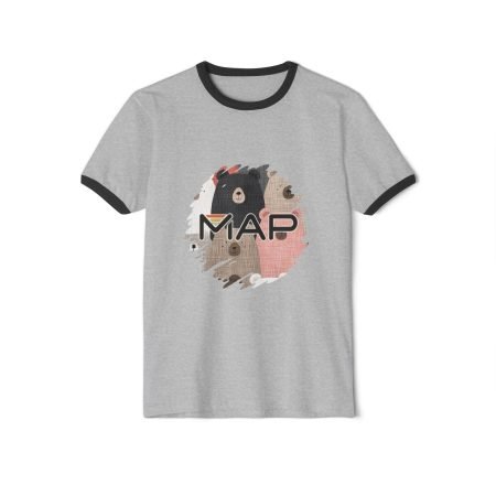 Cozy Bear Unisex Ringer T-Shirt | Cute Animal Graphic Tee for Nature Lovers, Gift for Birthdays, Camping, Relaxing at Home