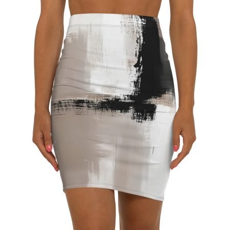 Chic Abstract Mid-Waist Pencil Skirt, Modern Fashion, Office Wear, Stylish Outfit, Trendy Skirt, Evening Wear