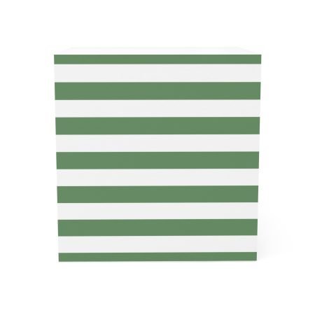 Striped Note Cube for Organization, Green and White Sticky Notes, Office Supplies, Gift for Writers, School Essentials, Desk Decor