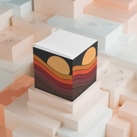 Sunset Waves Note Cube | Inspirational Desk Decor | Stationery Gift | Modern Office Supply | Unique Memo Pad | Design for Home & Office