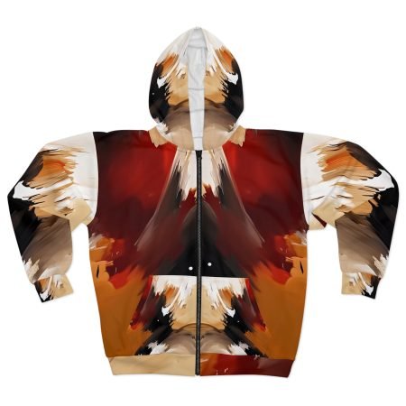 Abstract Artistic Unisex Zip Hoodie, Cozy Layer, Fall Fashion, Perfect Gift, Casual Wear