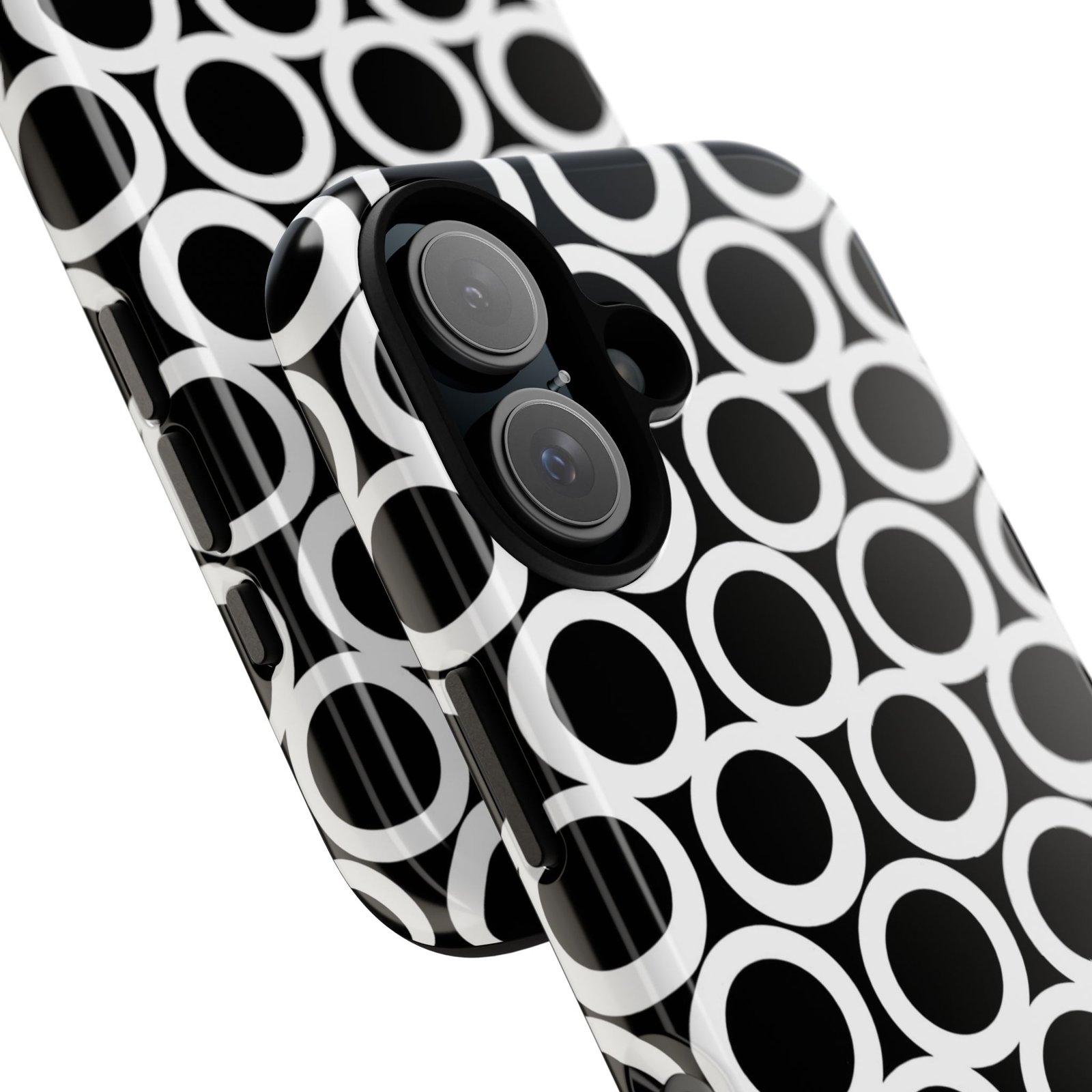 Stylish Phone Case, Tough Cases, Black White Polka Dot, Protective Cover, Modern Accessories, Unique Gift Idea - Image 2