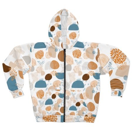 Abstract Pattern Unisex Zip Hoodie | Cozy Casual Wear, Artistic Hooded Sweatshirt, Chill Vibes, Gift for Artists