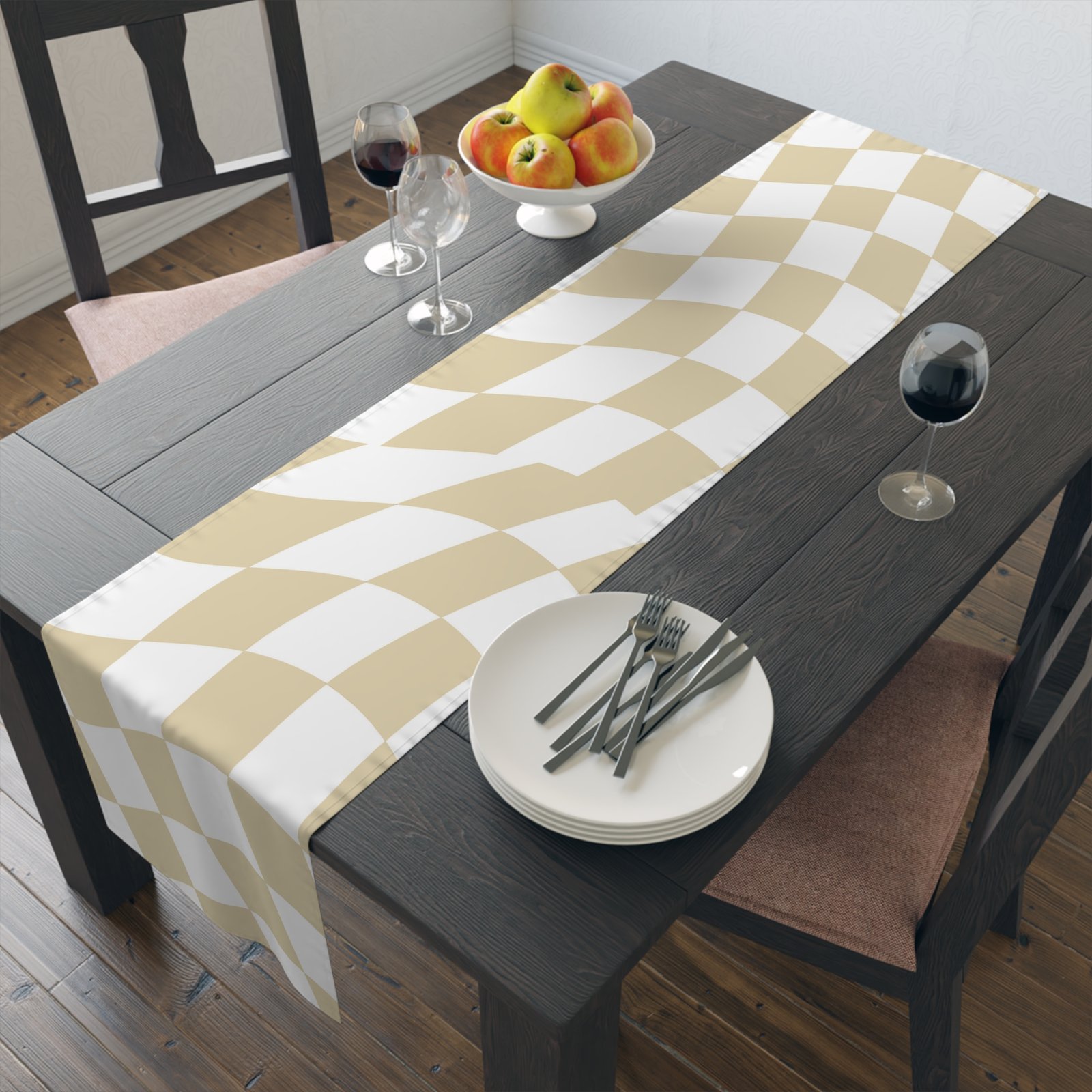 Chic Cotton/Poly Table Runner, Modern Checkered Design for Dining Room Decor, Perfect for Holidays and Gatherings, Table Decor - Image 8
