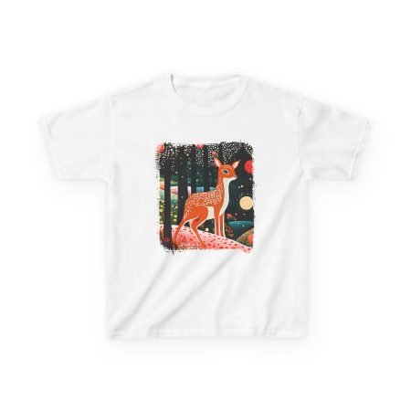 Whimsical Forest Deer Kids Tee, Nature-Inspired Shirt, Cute Animal Apparel, Birthday Gift, Eco-Friendly Kids Clothing