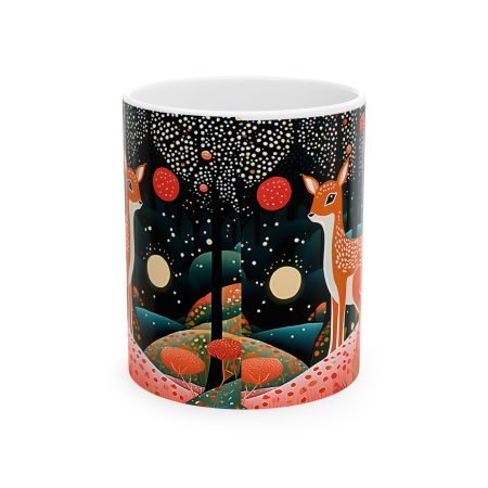 Forest Dreams Ceramic Mug - Whimsical Nature Coffee Cup, Gift for Animal Lovers, Cozy Home Decor, Woodland Theme Drinkware
