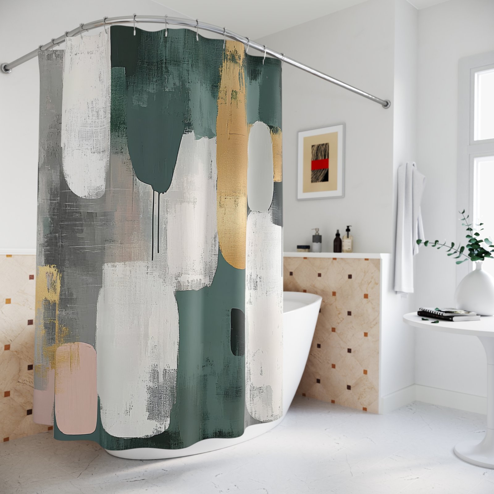 Stylish Abstract Shower Curtains for Modern Bathrooms, Boho Decor, Home Essentials, Unique Gifts, Artful Bathroom Accessories - Image 4