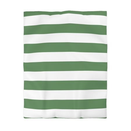 Chic Striped Microfiber Duvet Cover for Cozy Bedrooms, Green and White Bedding Set, Home Decor, Gift for Him/Her, Spring Refresh