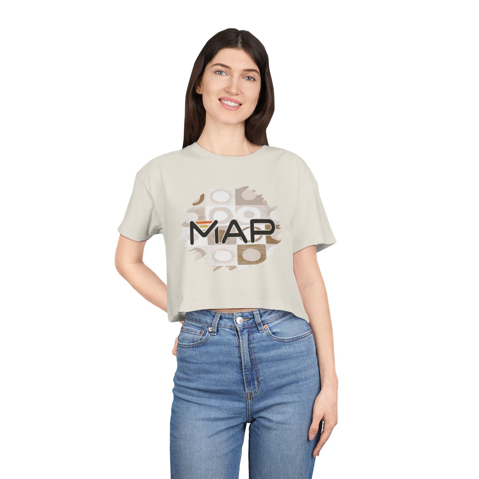 Stylish Women's Crop Tee with MAP Design | Trendy Summer Shirt, Casual Daily Wear, Gift for Her, Stylish Layering Top, Unique Graphic Tee - Image 9