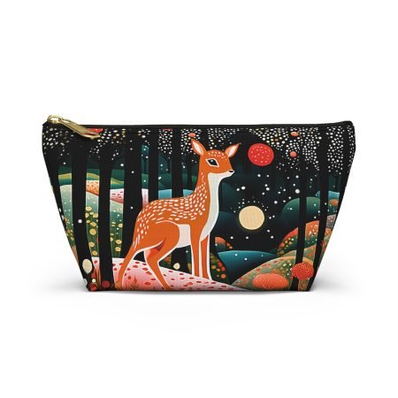 Whimsical Forest Accessory Pouch, Makeup Bag, Travel Organizer, Gift for Nature Lovers, Deer Print, Cute Coin Purse
