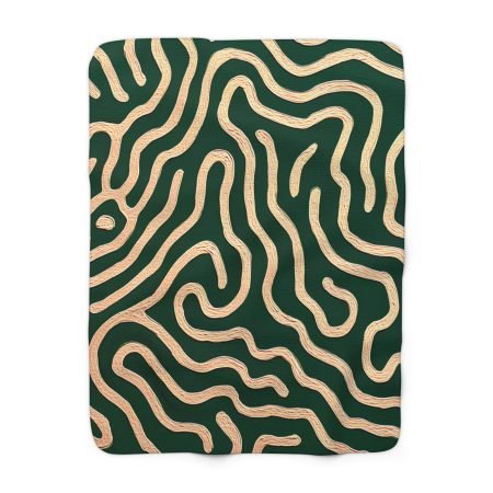 Cozy Sherpa Fleece Blanket - Abstract Lines Design, Soft Throw Blanket for Home Decor, Perfect Gift for Any Occasion