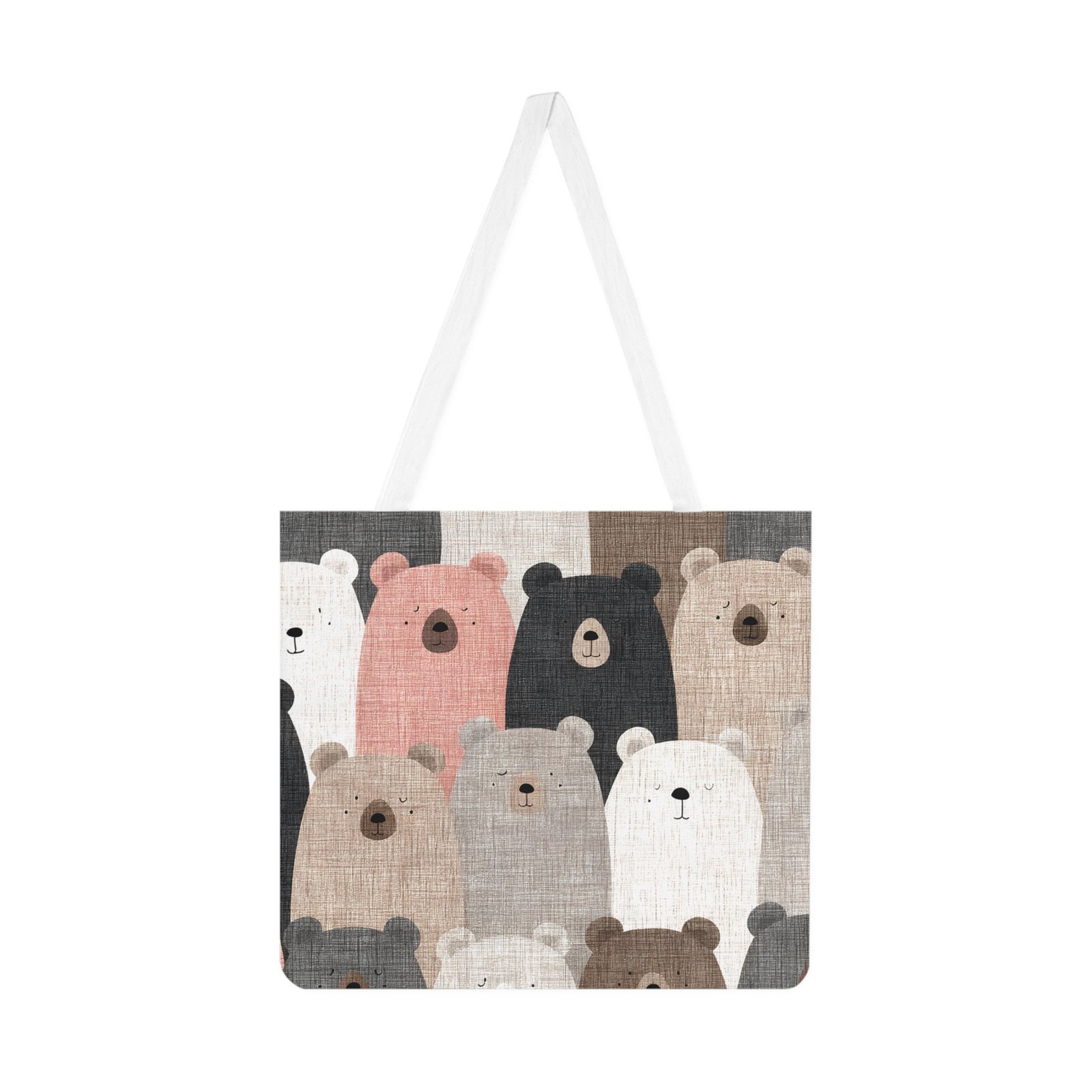 Cozy Bear Print Tote Bag, Eco-Friendly Shoulder Tote, Cute Animal Gift, Weekend Bag, Farmer's Market Shopper, Travel Accessory - Image 2