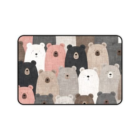 Cozy Bear Desk Mat, Cute Workspace Accessory, Animal Themed Desk Pad, Gift for Nature Lovers, Office Decor
