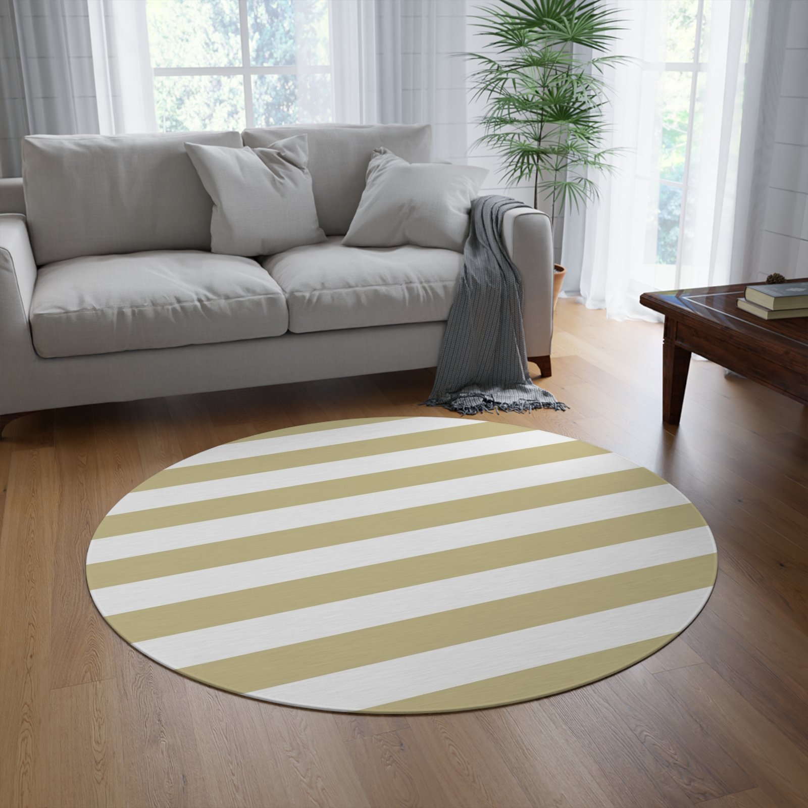 Chic Round Rug, Modern Home Decor, Neutral Area Rug, Stylish Floor Covering, Living Room Accent - Image 4