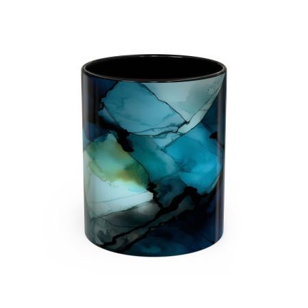 Stunning Abstract Accent Coffee Mug | Unique Art Mug for Home & Office, Perfect Gift for Coffee Lovers, Teal Watercolor Design