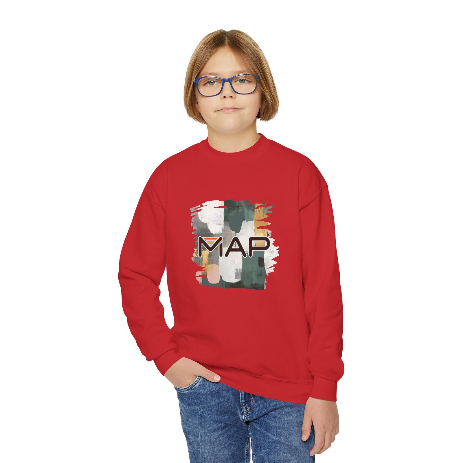Stylish Youth Crewneck Sweatshirt with Abstract Map Design, Cozy Pullover for Teens and Kids, Perfect Gift for Holidays and Everyday Wear - Image 35