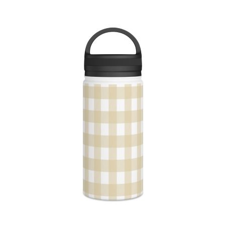 Chic Checked Stainless Steel Water Bottle, Gingham Design, Reusable Hydration Container, Eco-Friendly Gift, Outdoor Adventure Gear