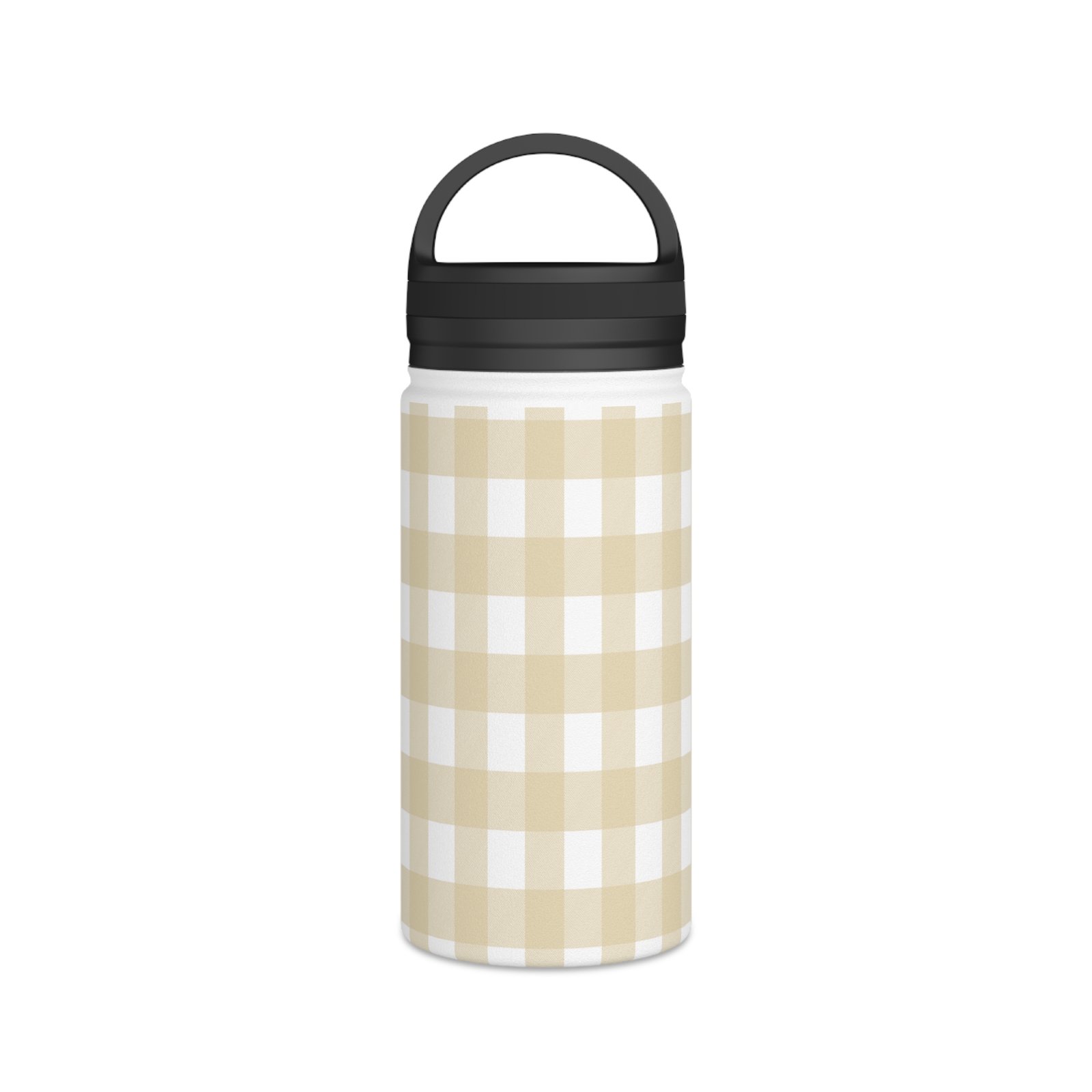 Chic Checked Stainless Steel Water Bottle, Gingham Design, Reusable Hydration Container, Eco-Friendly Gift, Outdoor Adventure Gear