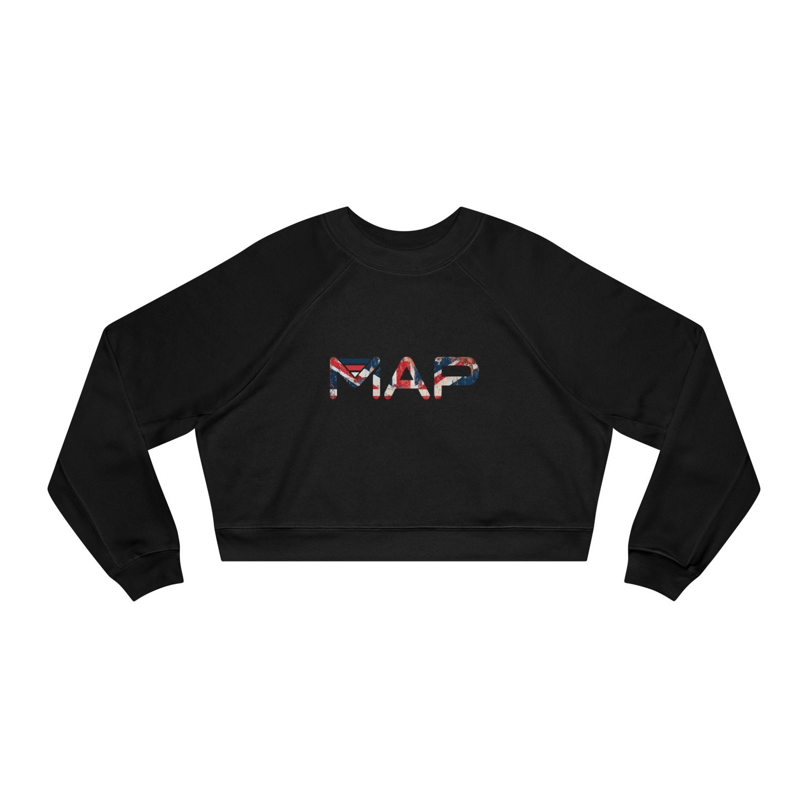 Stylish Women's Cropped Fleece Pullover with MAP Design, Cozy Sweatshirt, Casual Outerwear, Trendy Gift for Her, Perfect for Fall