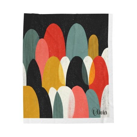 Cozy Velveteen Plush Blanket - Modern Colorful Design, Soft Throw for Living Room, Gift for Home, Birthday, Holiday Decor, Personalization