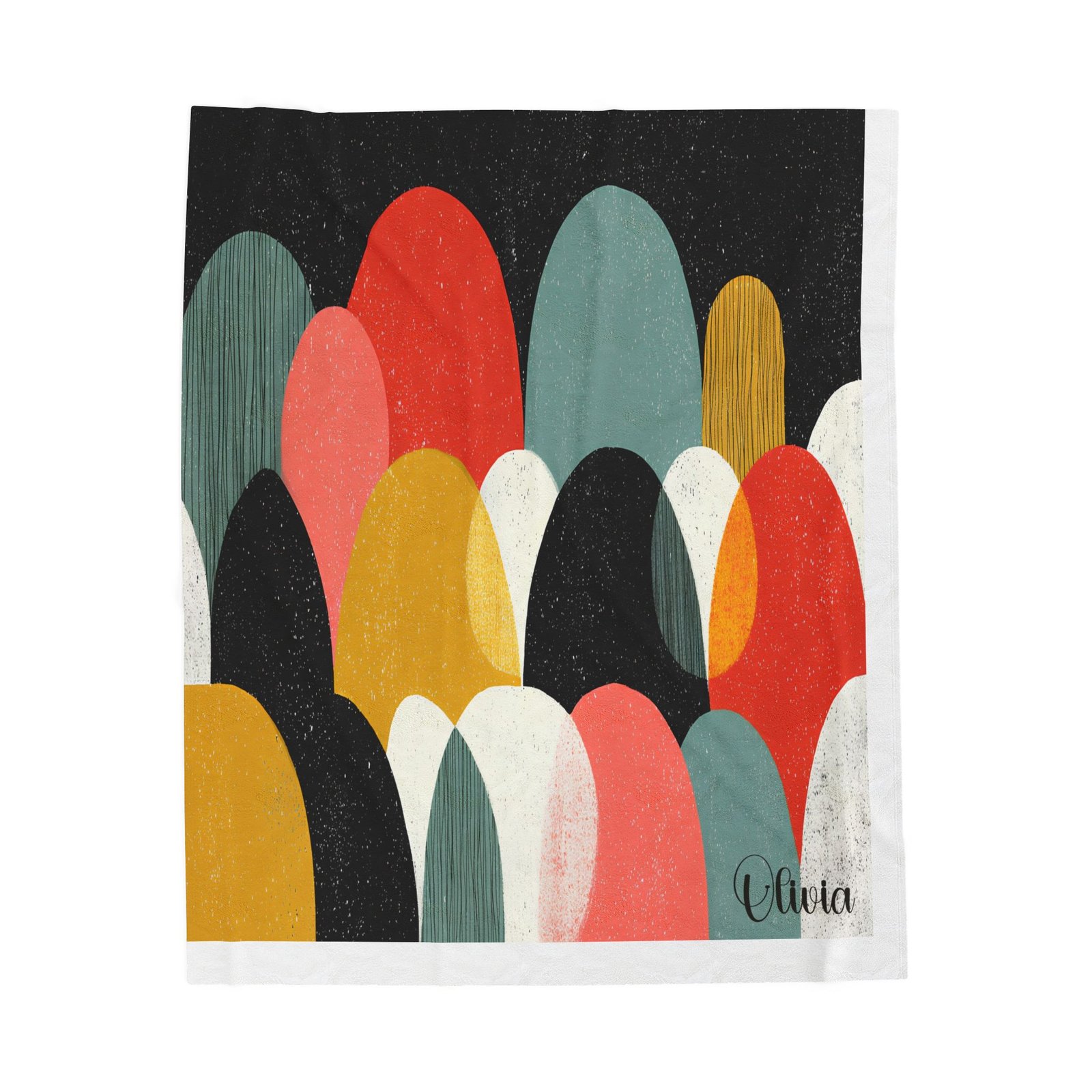 Cozy Velveteen Plush Blanket - Modern Colorful Design, Soft Throw for Living Room, Gift for Home, Birthday, Holiday Decor, Personalization