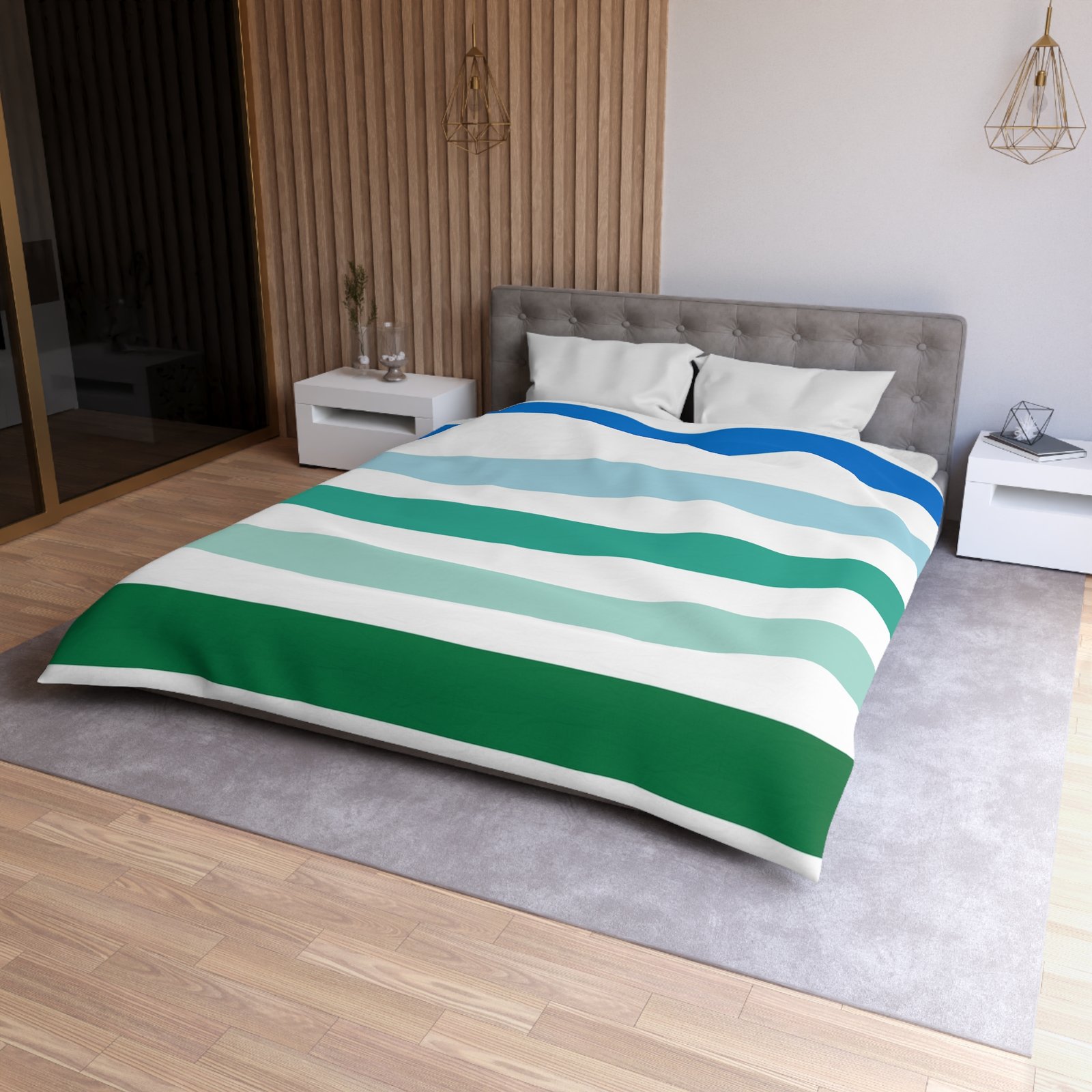 Coastal Striped Microfiber Duvet Cover | Soft Bedding for Beach Lovers | Summer Home Decor | Gift for Coastal Home | Bed Linens - Image 12