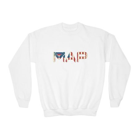 Patriotic Youth Crewneck Sweatshirt, Comfortable Sweatshirt for Kids, Summer BBQ, Memorial Day, Fourth of July, Gift for Teens