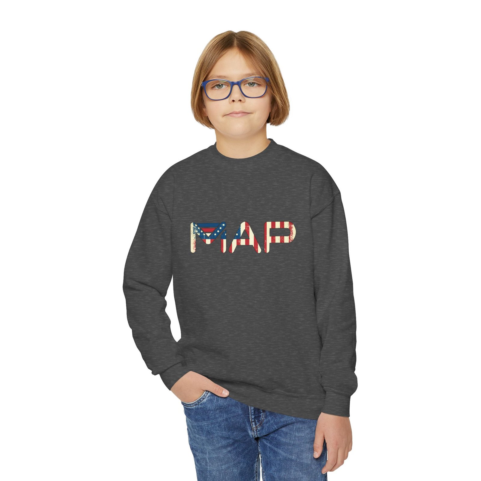 Patriotic Youth Crewneck Sweatshirt, Comfortable Sweatshirt for Kids, Summer BBQ, Memorial Day, Fourth of July, Gift for Teens - Image 23