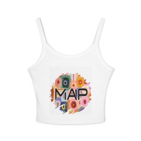 Colorful Floral Map Design Women's Spaghetti Strap Tank Top, Summer Fashion, Travel Tee, Beachwear, Gift for Her, Vacation Top