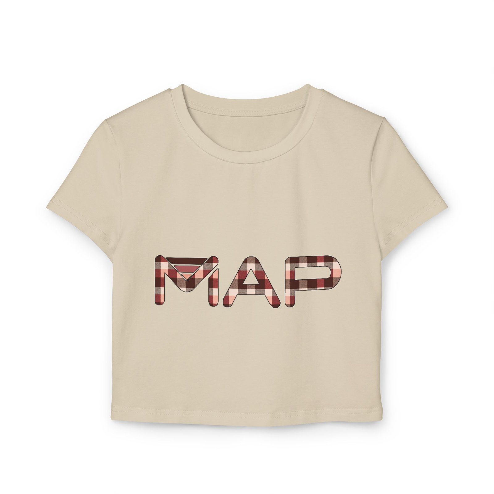 Plaid Map Women's Baby Tee, Trendy Crop Top, Casual Shirt, Gift for Her, Perfect for Fall Fashion, Travel Outfit - Image 9