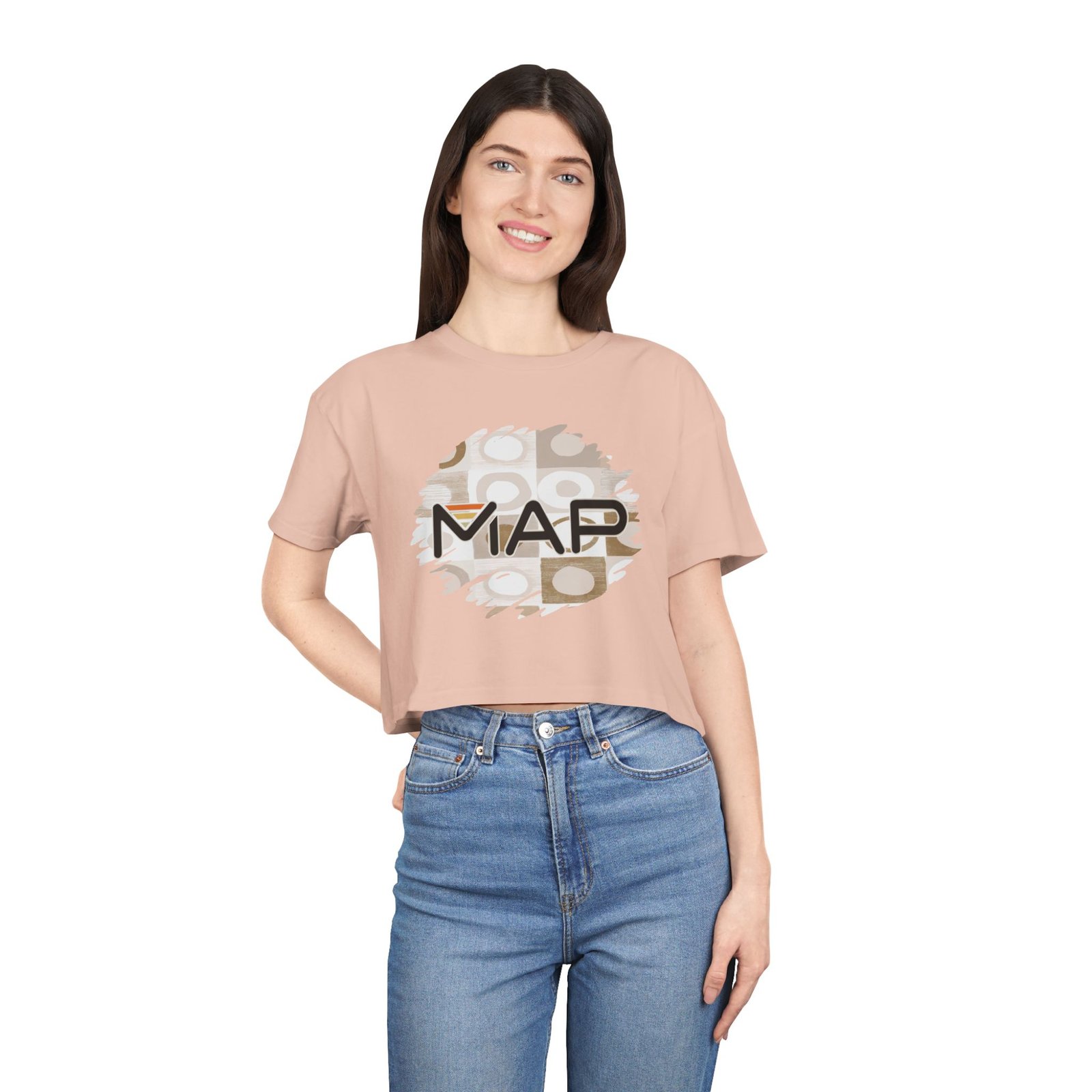 Stylish Women's Crop Tee with MAP Design | Trendy Summer Shirt, Casual Daily Wear, Gift for Her, Stylish Layering Top, Unique Graphic Tee - Image 12