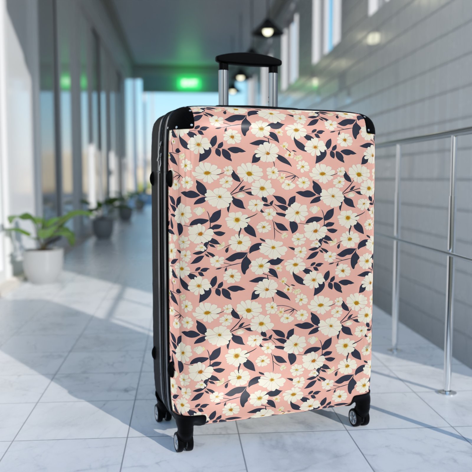 Flower Print Suitcase - Stylish Luggage for Traveling, Floral Luggage Case, Travel Accessory, Vacation Bag, Perfect for Holiday Trips - Image 11