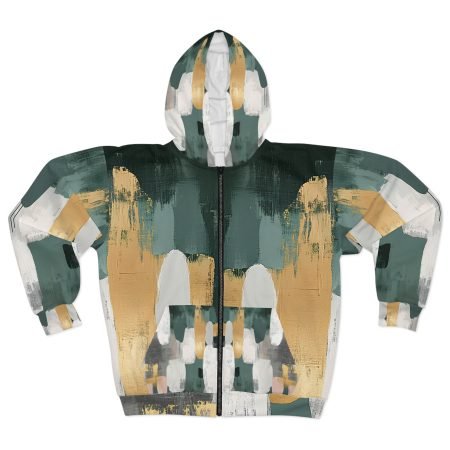 Abstract Art Unisex Zip Hoodie - Cozy Patterned Jacket, Modern Graphic Sweatshirt, Gift for Art Lovers, Casual Outerwear, Trendy Fashion