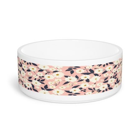 Floral Pet Bowl for Stylish Pets, Custom Dog Dish, Pet Feeding Bowls, Cat Food Bowl, Dog Bowl with Flower Design
