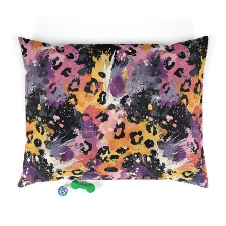 Colorful Leopard Print Pet Bed, Cozy Dog Bed, Stylish Cat Bed, Vibrant Animal Bedding, Unique Pet Decor
