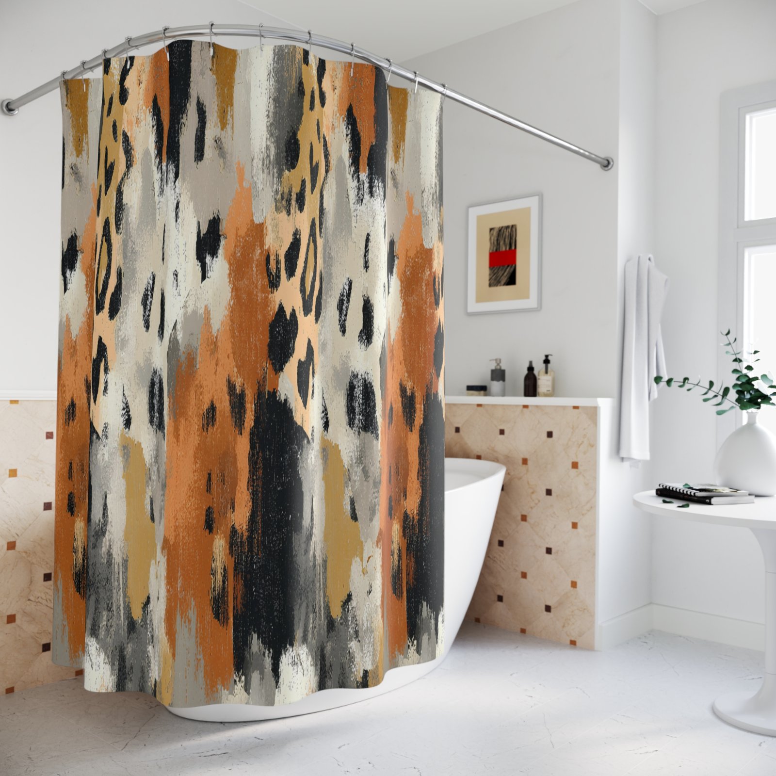 Bold Abstract Animal Print Shower Curtains - Modern Bathroom Decor, Boho Style, Unique Home Accessory, Gift for Homeowners - Image 4