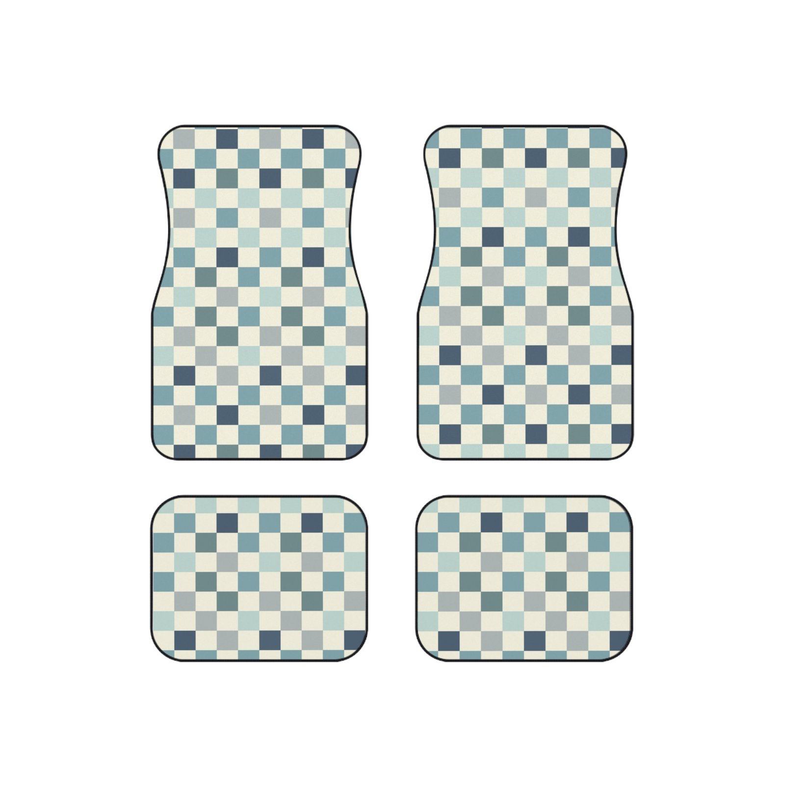 Stylish Car Mats Set, Checkerboard Floor Mats for Cars, Custom Auto Accessories, Gift for Car Lovers, Unique Car Decor