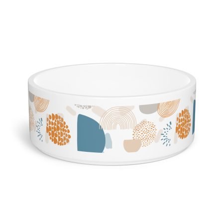 Chic Pet Bowl with Abstract Floral Design, Modern Dog Dish, Stylish Cat Bowl, Unique Pet Dinnerware, Pet Gift for Any Occasion
