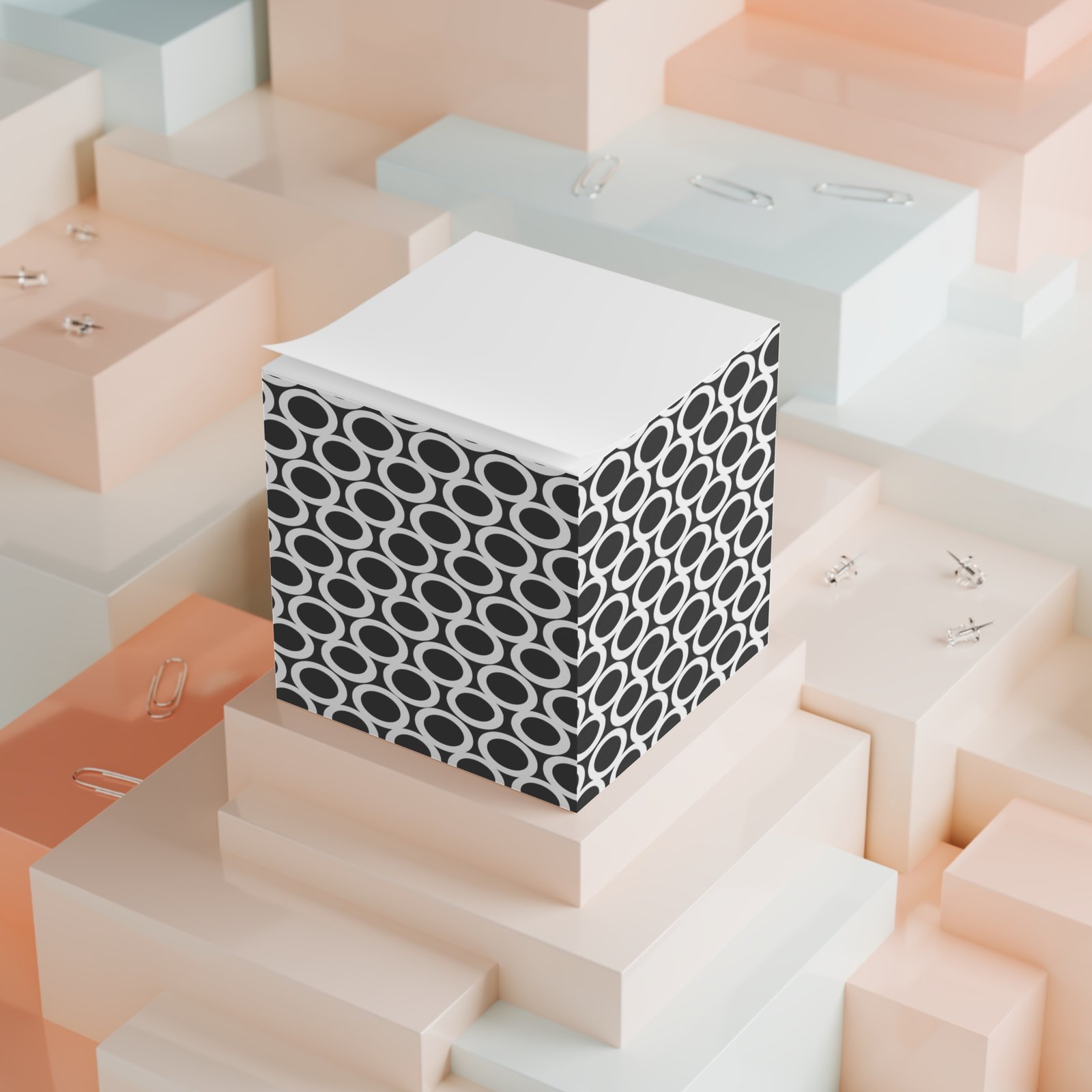Chic Black & White Note Cube - Stylish Memo Pad, Office Decor, Gift for Teachers, Modern Home Office, Notepad Holder - Image 4