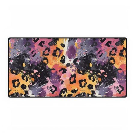 Colorful Leopard Print Desk Mats for Home Office, Custom Desk Accessories, Wild Animal Decor, Office Gifts, Stylish Work Station