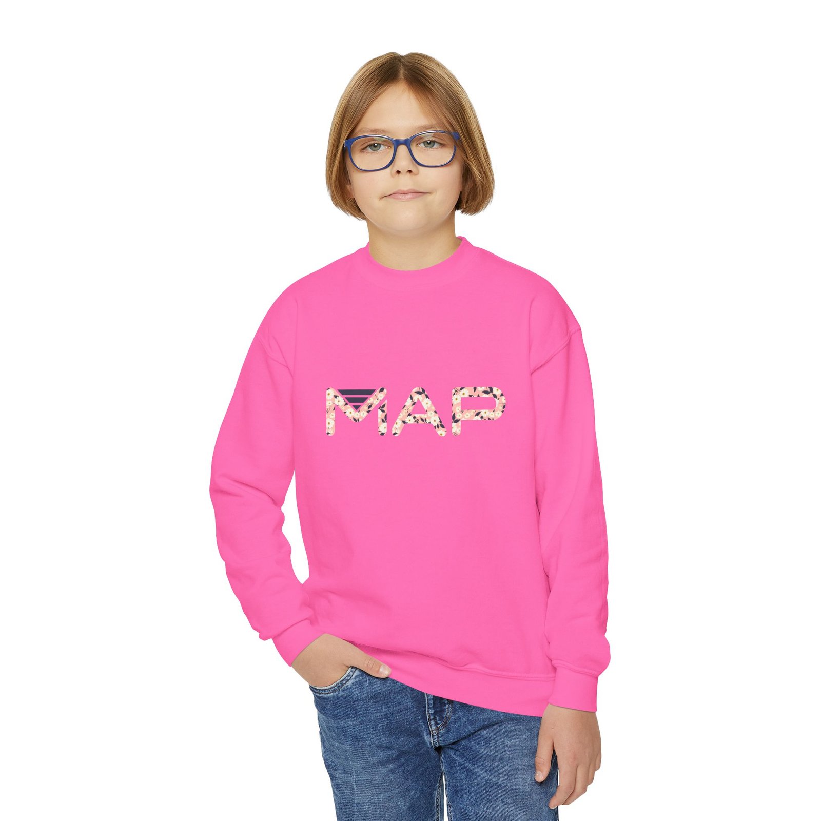 Youth Crewneck Sweatshirt with MAP Design - Cozy, Stylish Apparel for Teens and Kids, Gift Idea for Birthdays, Holidays, Back to School - Image 35