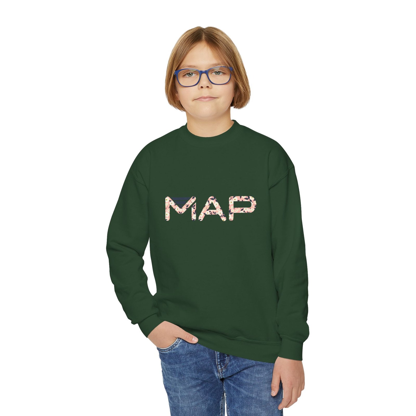 Youth Crewneck Sweatshirt with MAP Design - Cozy, Stylish Apparel for Teens and Kids, Gift Idea for Birthdays, Holidays, Back to School - Image 19