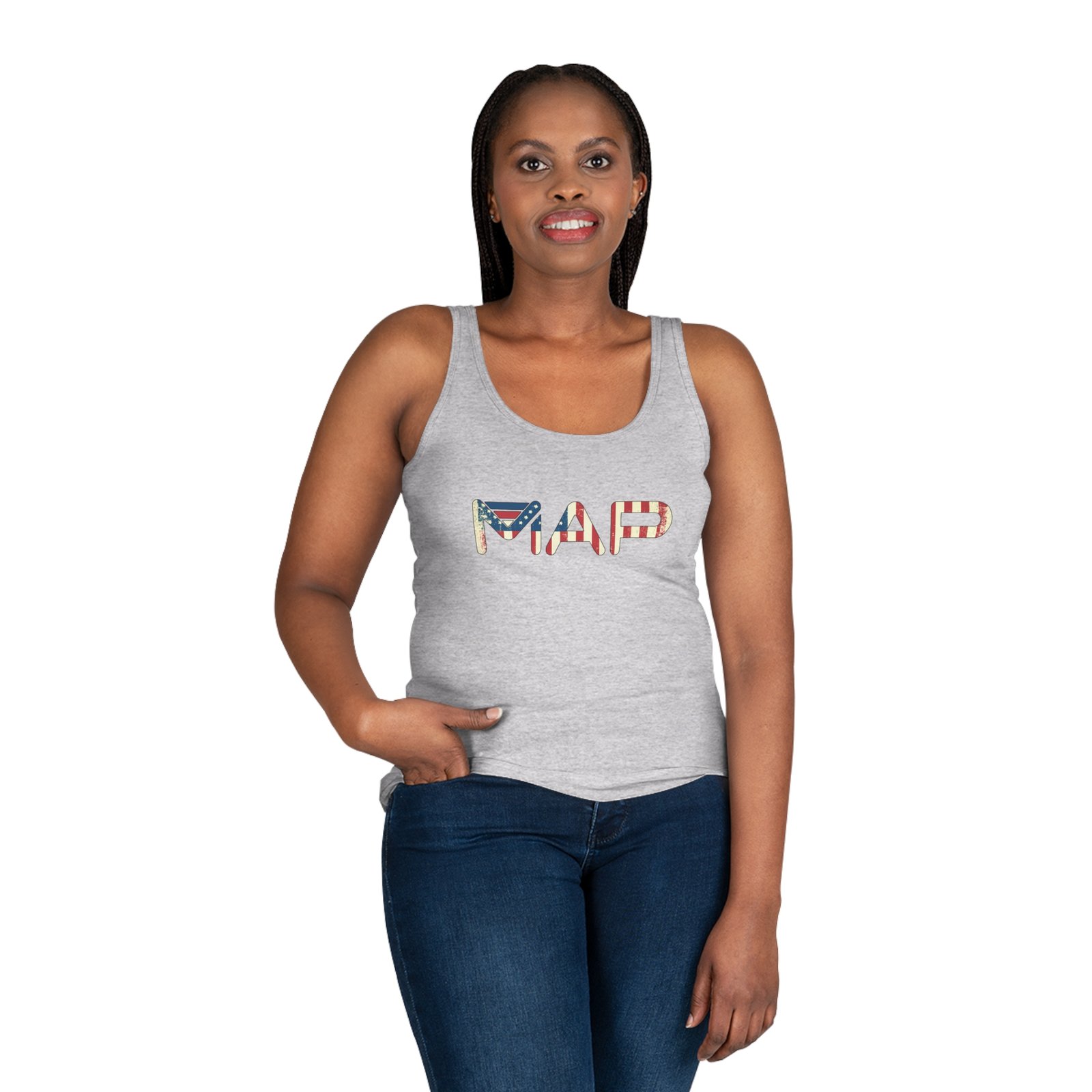 Patriotic Women's Tank Top | USA Map Design | Summer Casual Wear, Gifts for Her, Fourth of July, Travel Top, Festive Outfit - Image 9