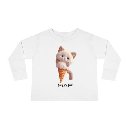 Cute Kitten Toddler Long Sleeve Tee, Adorable Ice Cream Cat Outfit, Kids' Birthday Gift, Cozy Playwear, Summer Wardrobe Staple, Fun [...]