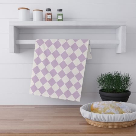 Lavender Diamond Pattern Tea Towels - Kitchen Decor, Hostess Gift, Home Essentials, Farmhouse Style, Baking Accessories