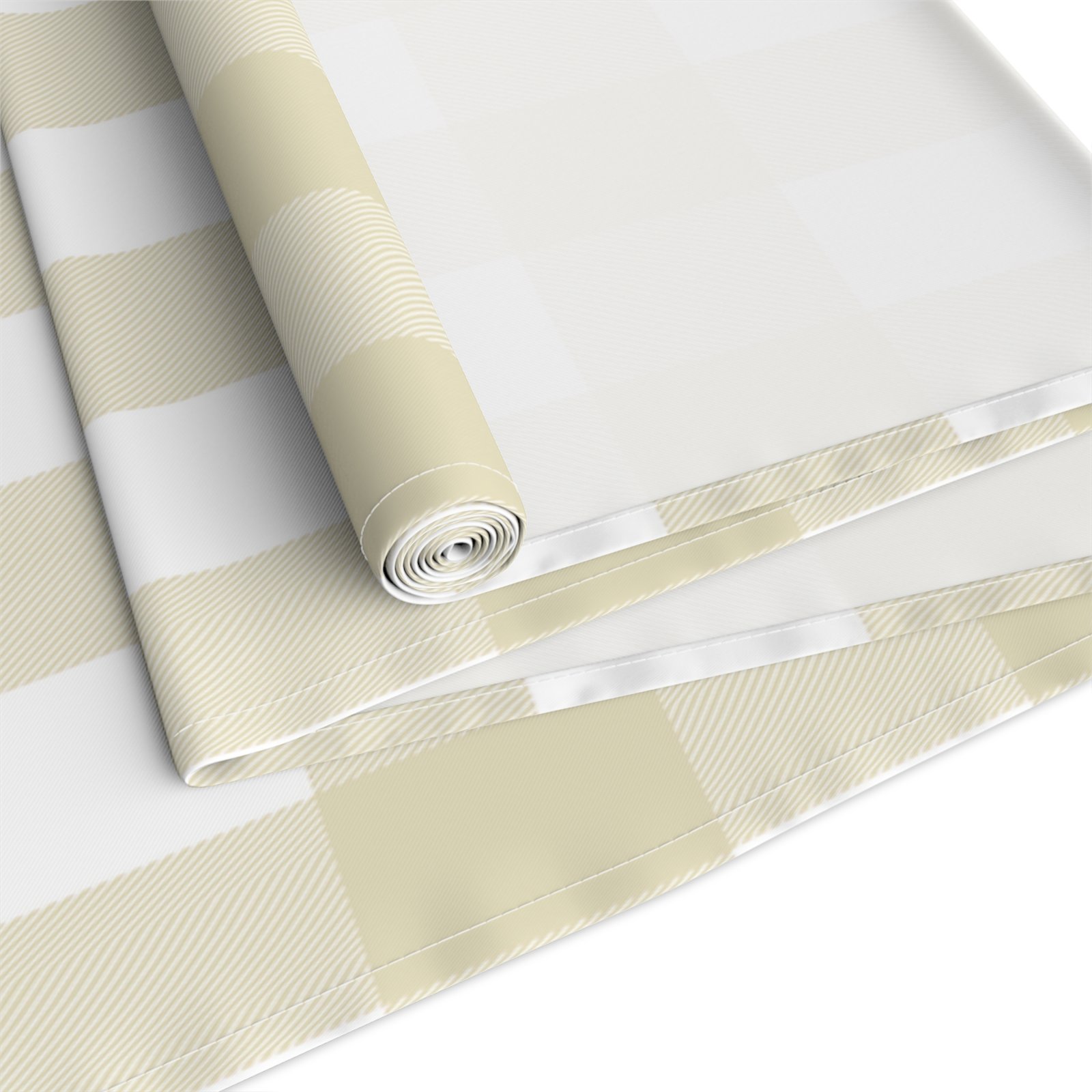 Neutral Gingham Table Runner, Cotton & Poly, Farmhouse Decor, Elegant Dining, Holiday Gatherings, Kitchen Table Centerpiece - Image 3