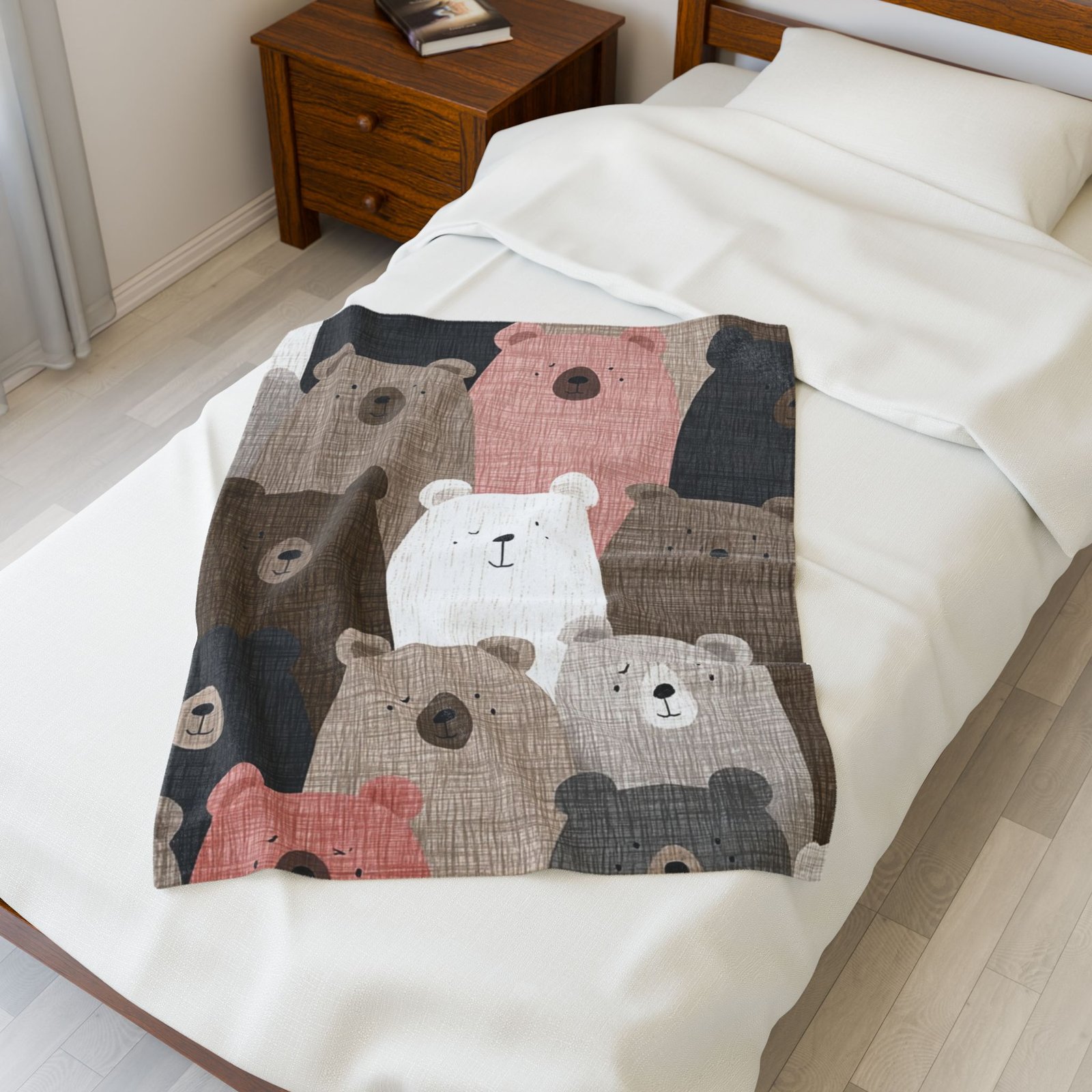 Cozy Bear-Themed Velveteen Plush Blanket | Soft Throw for Kids, Nursery Décor, Baby Shower Gift, Animal Print | Perfect for Cuddling - Image 3