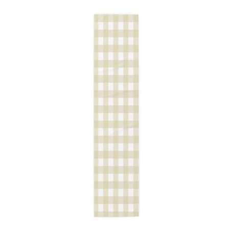 Neutral Gingham Table Runner, Cotton & Poly, Farmhouse Decor, Elegant Dining, Holiday Gatherings, Kitchen Table Centerpiece