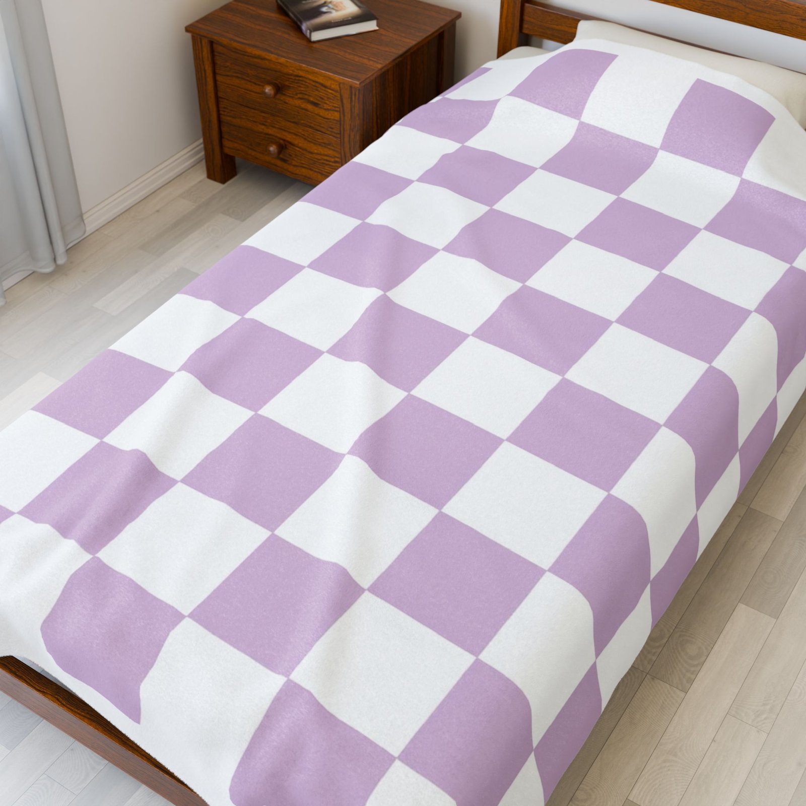 Cozy Lavender Checkered Velveteen Plush Blanket, Soft Throw for Weddings, Home Decor, Baby Showers, Gift for Cozy Nights - Image 7